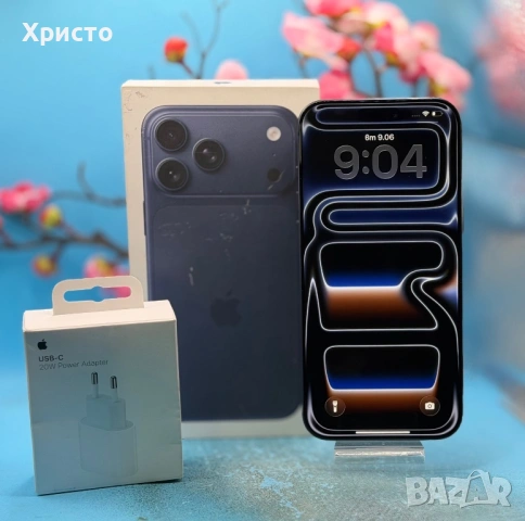 ГАРАНЦИОНЕН!!! Apple iPhone 17 Pro Max, 256GB, 5G, Deep Blue + подарък оригинален адаптер Apple 