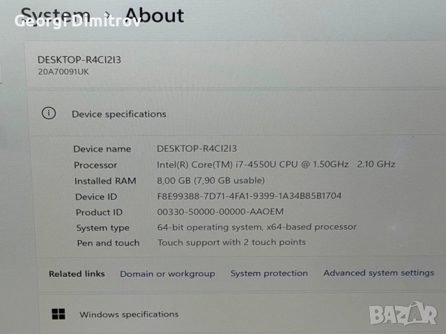 Lenovo x1 carbon i7-4550U/8RAM/512SSD/Intel HD 5000/2K QHD, снимка 4 - Лаптопи за работа - 54984285