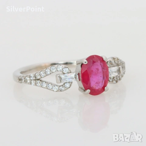 Сребърен пръстен с Рубин VIVID RED и сертификат , снимка 2 - Пръстени - 54233661