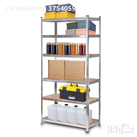 Професионален метален стелаж HÖGLER 222x110x50 см – 6 Рафта, до 1050 кг, регулируема височина, снимка 8 - Други стоки за дома - 55148442