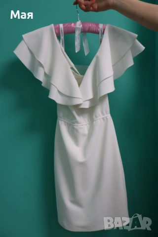 Бяла рокля Lorreti, размер S + колан Lorreti, снимка 4 - Рокли - 53983407