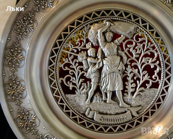 Калаена чиния с картина Жътва,Лято. , снимка 2 - Антикварни и старинни предмети - 55202964