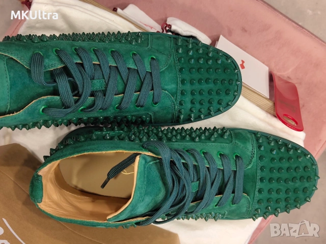 Christian Louboutin Spikes High Green - Размер 44 Мъжки, снимка 6 - Официални обувки - 54493197