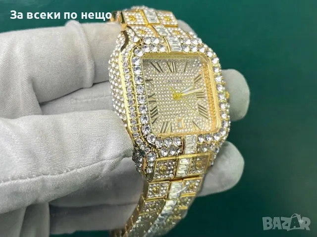 Cartier Santos Iced Мъжки Часовник С Кварцов Механизъм Код Chronolux59, снимка 3 - Мъжки - 55649511