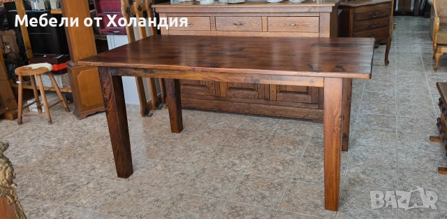 Правоъгълна трапезна маса от масив, снимка 2 - Маси - 55231624