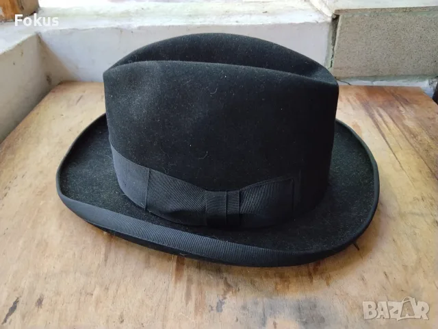 Старо английско мъжко бомбе "Henry Stanley" шапка цилиндър, снимка 2 - Антикварни и старинни предмети - 55353917