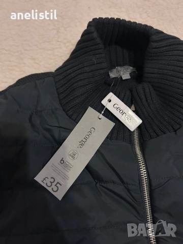 НОВО мъжко плетено яке George 3XL – тъмносиньо – с етикет – Англия, снимка 2 - Якета - 55253687