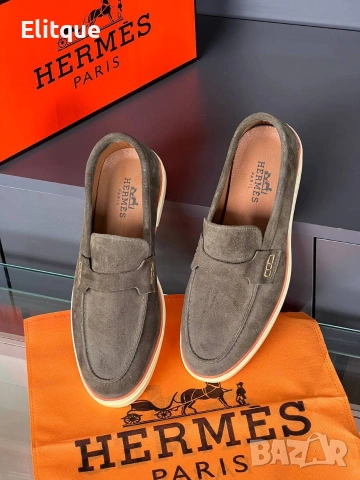мокасини от естествен велур hermes 