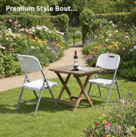 Комплект 2 броя сгъваеми кетъринг столове за градина и събития - удобни и издръжливи