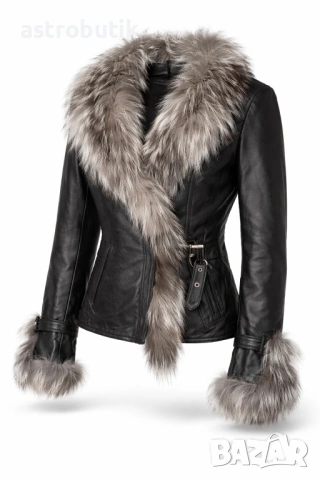Кожено яке с яка от лисица- намаление!
