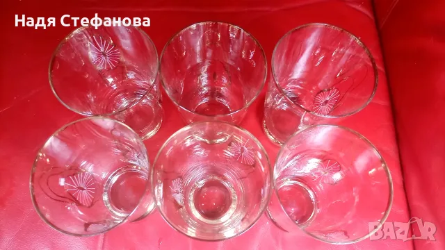 Страхотни ретро водни чаши, златни кантове, ръчно рисувани, 6 бр, снимка 4 - Чаши - 55365927