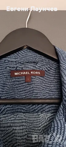 Мъжка риза с къс ръкав Michael Kors размер L в син цвят , снимка 3 - Ризи - 55392885
