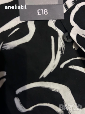 НОВА мъжка риза TU Man XL – черно-бял флорален десен – с етикет – Англия, снимка 3 - Ризи - 55253725