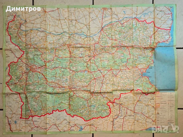 пътна карта България 1988 година, снимка 2 - Пътеводители, карти и атласи - 55627203