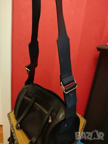 Calvin Klein Чанта естествена кожа и плат, снимка 8 - Чанти - 54370208