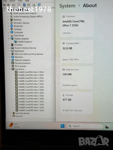 НОВ! Lenovo T14s 2 in 1`Ultra 7 255U/32GB LPDDR5X/512GB NVMe/Гаранция/Батерия 100%-1ц/WUXGA IPS, снимка 7 - Лаптопи за работа - 54717905