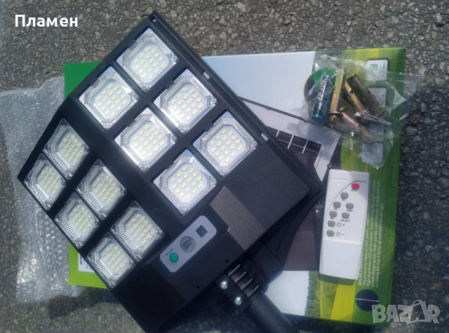 Соларен LED прожектор 200W – мощна светлина, дистанционно и сензор, снимка 5 - Соларни лампи - 54598000