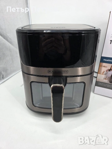 Чисно нов Фритюрник с горещ въздух Black & Decker BXAF6500E, черно-сребрист, 1600 W, 6,5 л, снимка 2 - Фритюрници - 54535848