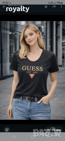Guess Нова Черна Дамска Тениска Гес 