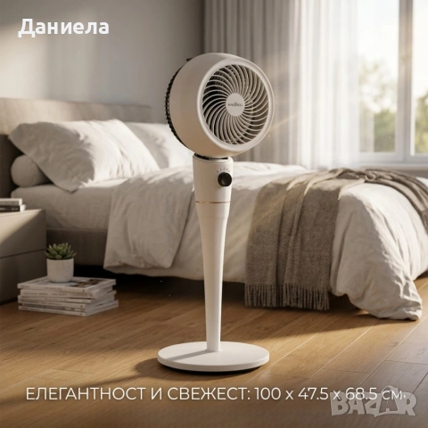 Тих и мощен вентилатор с въздушна циркулация – идеален за спалня, офис и дом, снимка 3 - Вентилатори - 54695380