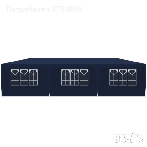 Градинска тъмносиня шатра 3x9 м - Водоустойчив павилион с 8 стени, прозорци и метална конструкция , снимка 4 - Градински мебели, декорация  - 55148016