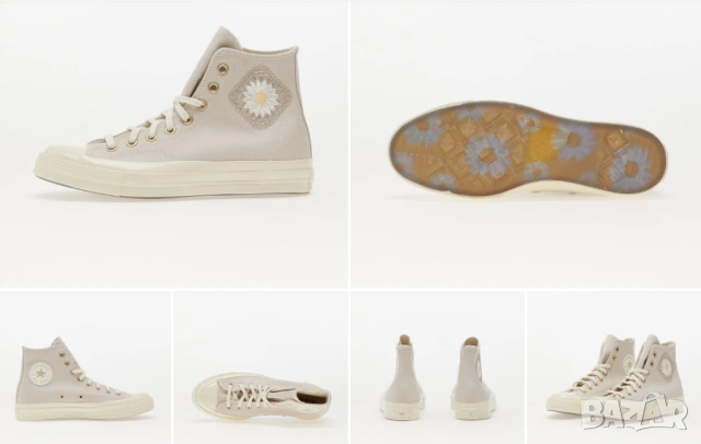 лимитирани кецове Converse Chuck 70 High "Festival Florals" Desert Sand Gold номер 39 ,5 , снимка 3 - Кецове - 54528782