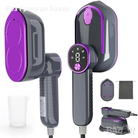 Нов ръчен уред Вертикална парна ютия 1400W 2 в 1 за дрехи, пътуване, LCD, 4 режима