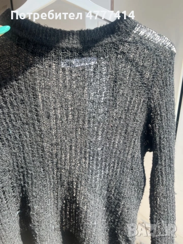 Черен пуловер/леко прозрачен/С размер/12евро, снимка 2 - Блузи с дълъг ръкав и пуловери - 53973561