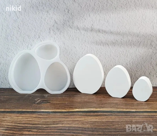 3 размера яйце овал дълбок силиконов молд форма свещ сапун гипс шоколад, снимка 2 - Форми - 54072812