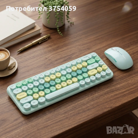 Комплект безжична клавиатура и мишка MOFII Bean, 2.4G - ергономичен дизайн и компактни размери