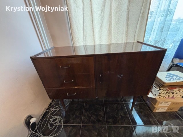 Ретро дървен шкаф / TV секция – винтидж мебели 70-те, снимка 7 - Шкафове - 54669088