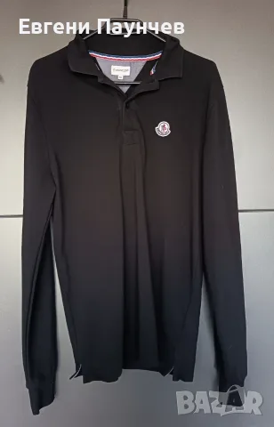 Moncler мъжка поло фланелка с дълъг ръкав размер М в черен цвят 