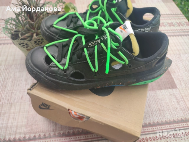 Nike Blazer Low x Off-White "Black Electro Green", снимка 3 - Маратонки - 54880336