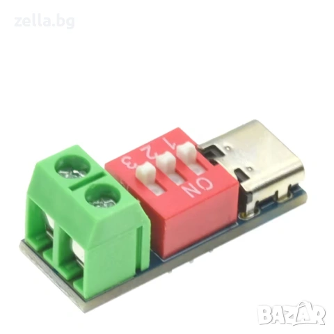 Комплект от 2 броя USB Type-C PD QC 100W тригер модула с DIP превключвател – 5V–20V 10471, снимка 3 - Друга електроника - 54703810