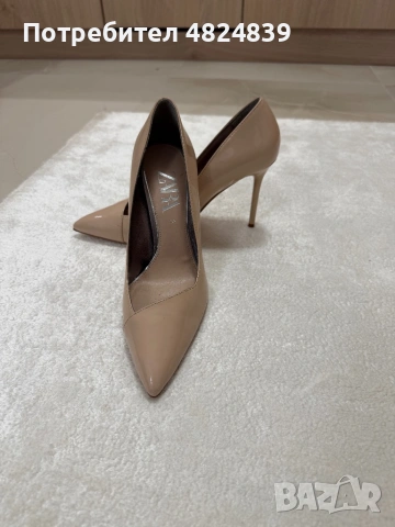 Zara висок ток 39 Nude, снимка 2 - Дамски обувки на ток - 54620951