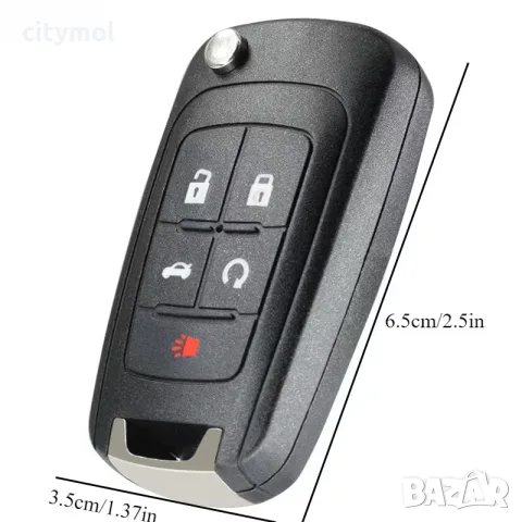 Кутийка за ключ с 5 бутона за OPEL/Vauxhall/Chevrolet, острие HU100