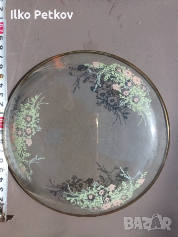 Стара стъклена купа, снимка 3 - Вази - 54189226