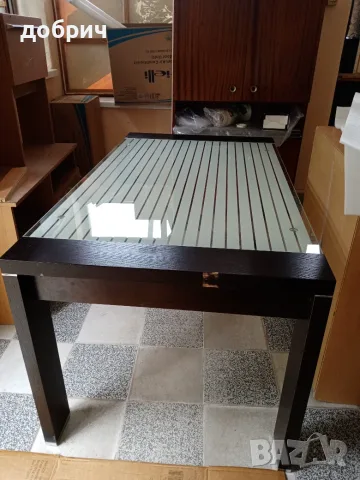 кухненска маса със  стъклен плот, снимка 2 - Маси - 55400019