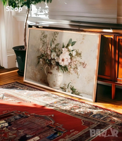 Ретро картина с розови цветя 🎨, снимка 2 - Картини - 55071907