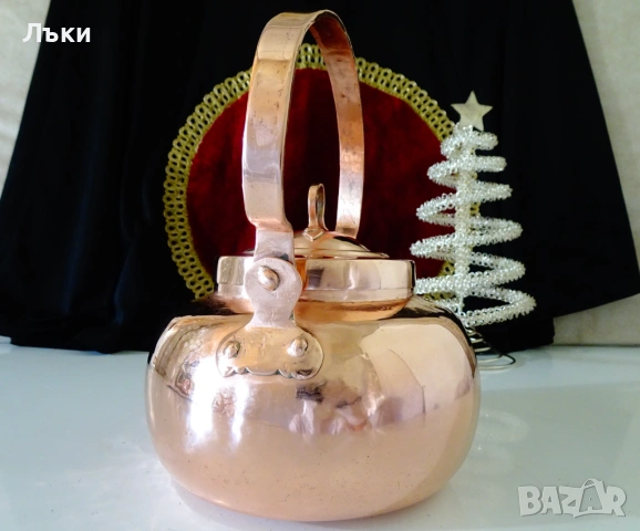 Меден чайник,ръчно кован чиста червена мед. , снимка 4 - Антикварни и старинни предмети - 54671430