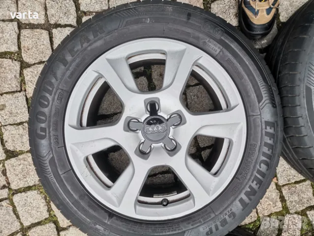 4бр ОРИГИНАЛНИ НЕМСКИ ЛЕТИ Audi джанти 5Х112, 16" с гуми GOODYEAR EFFICIENT GRIP 225/55/16, снимка 5 - Гуми и джанти - 55339083