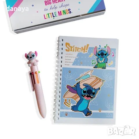 7019 Детски комплект Stitch – тефтер със спирала и химикал с 6 цвята в подаръчна кутия, снимка 4 - Ученически пособия, канцеларски материали - 55612207