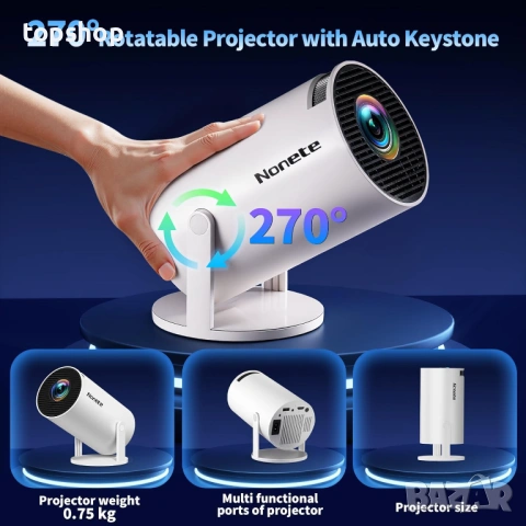 Смарт мини проектор 4K 1080P Full HD с WiFi 6 и Bluetooth (управление с мишка)  , снимка 5 - Плейъри, домашно кино, прожектори - 54878261