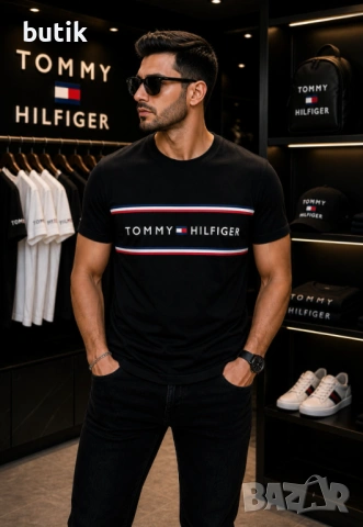 Tommy Hilfiger черна мъжка тениска – XXL, снимка 2 - Тениски - 54427228