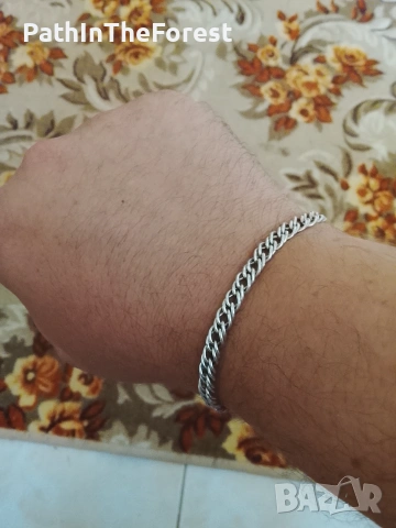 Сребърна гривна  made in Italy унисекс, снимка 4 - Гривни - 55258647