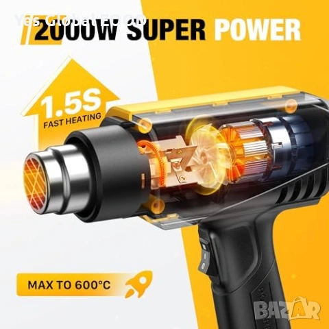 SEEKONE пистолет за горещ въздух 2000W 650°C, снимка 2 - Други инструменти - 54690138