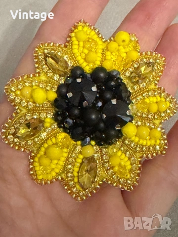 Handmade Много красива брошка - Слънчоглед 