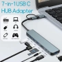 USB-C 8-в-1 хъб: 4 USB-A, четец за SD/TF карти, жак за слушалки, многопортов адаптер, снимка 1