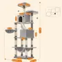 Драскалка за котки Light Gray 206 см – XXL катерушка с 2 къщички, хамак и площадки, снимка 5