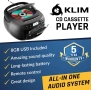 KLIM CD касетофон с USB, Bluetooth Boombox, AM/FM радио, стерео звук, дистанционно, снимка 2